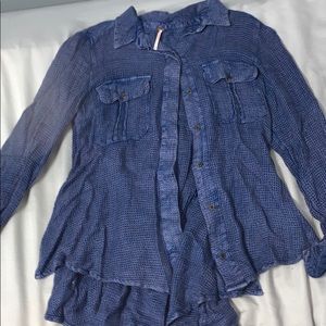 Free People Button-up, tie back top